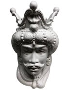 Teste di Moro Emiro Ceramica Caltagirone cm H.45 L.29 Artigianale Bianco - DD CERAMICHE SICILIANE