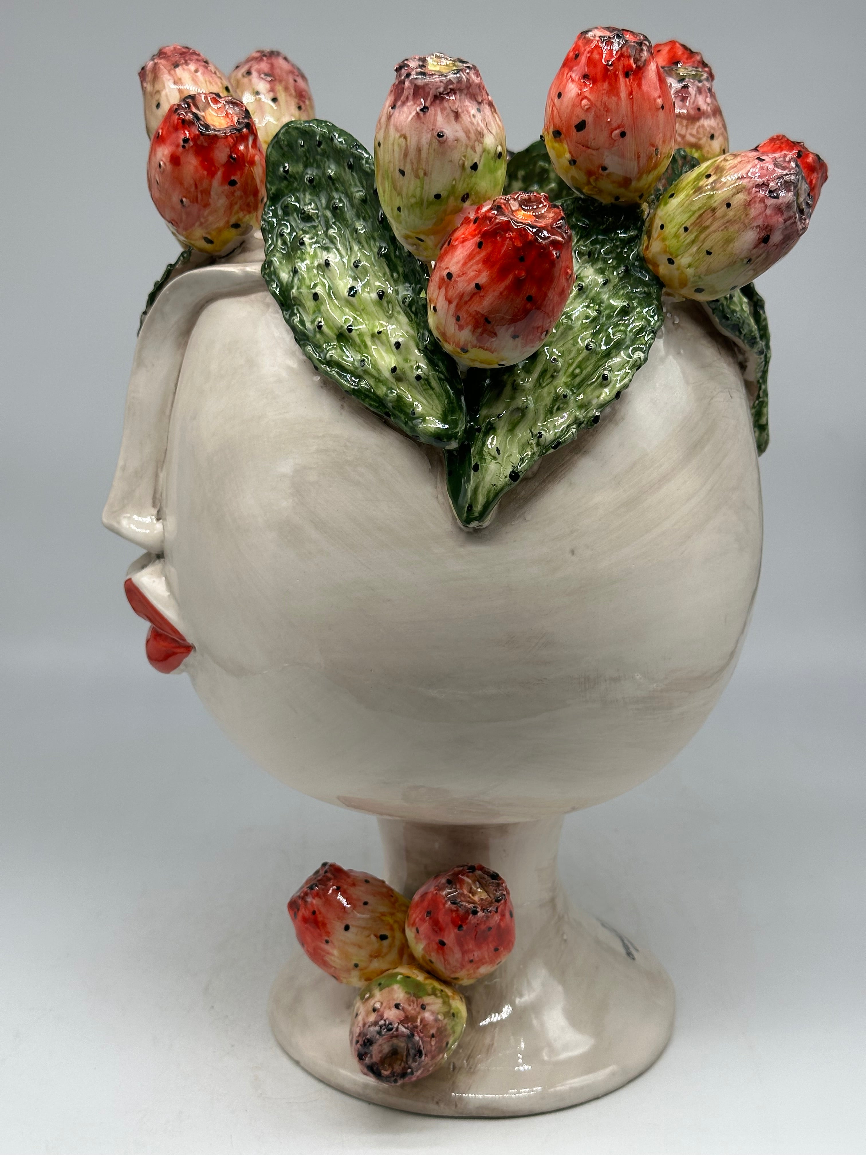 Teste di Moro Ficus Ceramica Caltagirone cm H.38 L.26 Artigianale - TESTE DI MORO