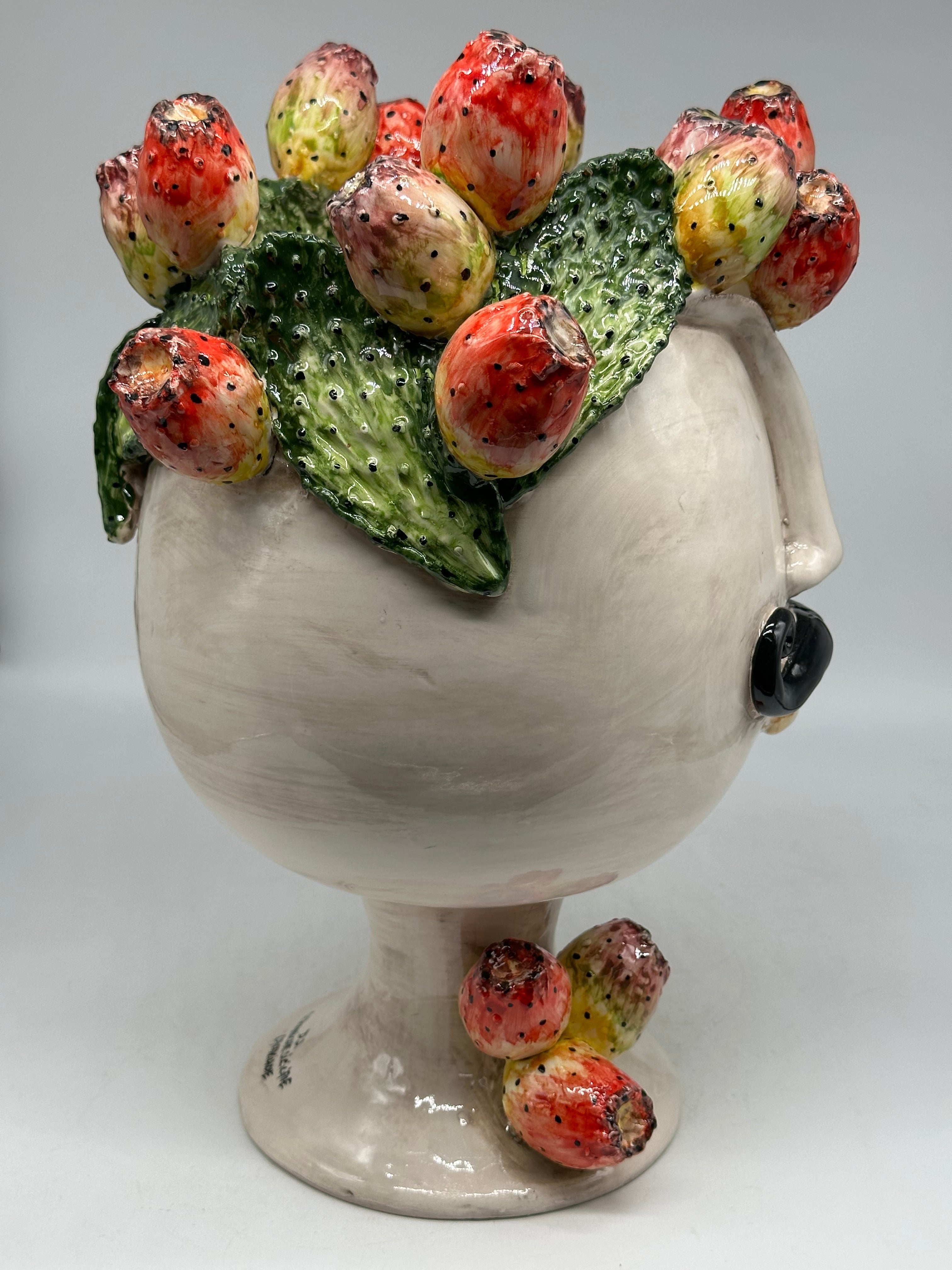 Teste di Moro Ficus Ceramica Caltagirone cm H.38 L.26 Artigianale - TESTE DI MORO