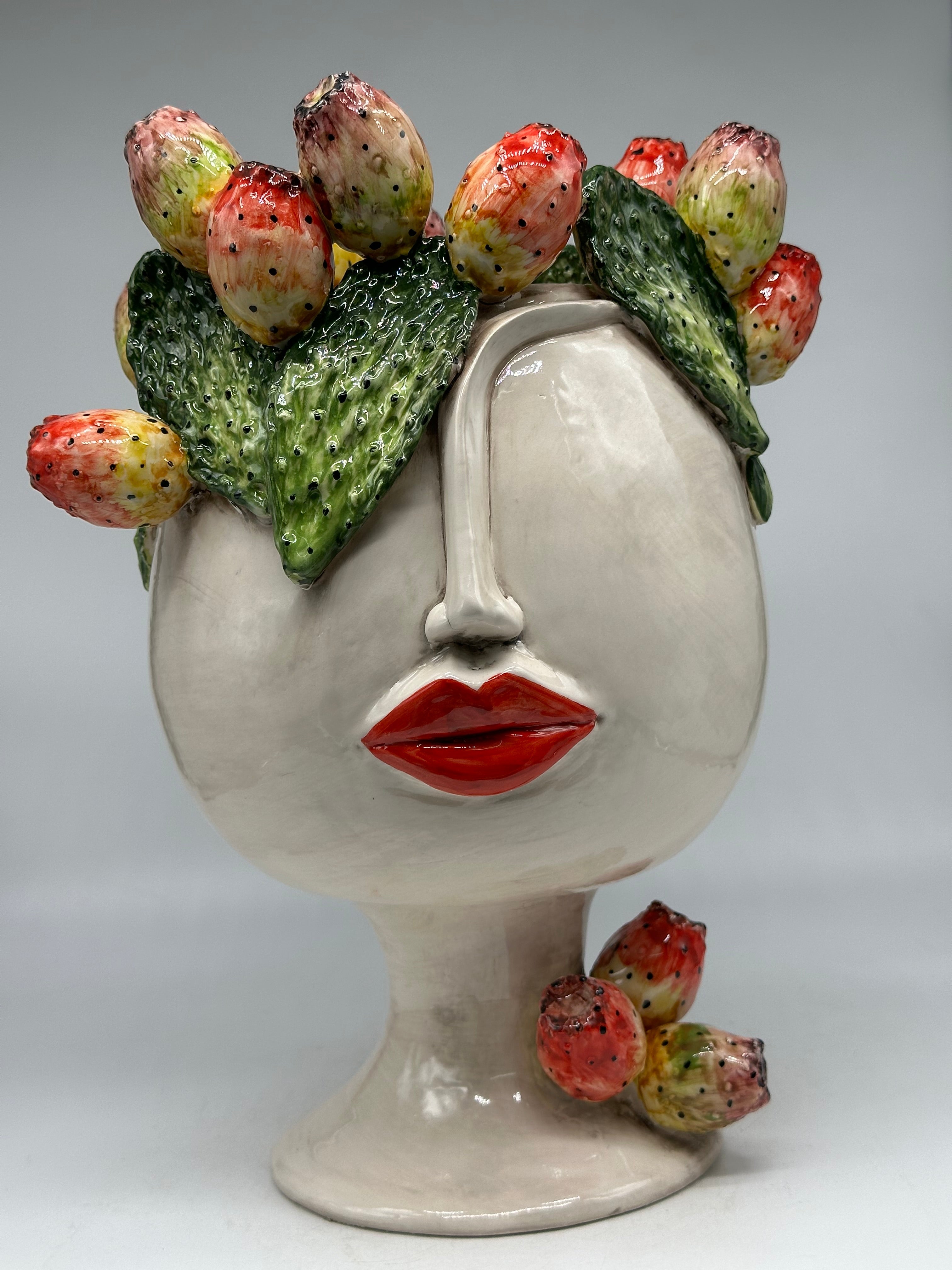 Teste di Moro Ficus Ceramica Caltagirone cm H.38 L.26 Artigianale - TESTE DI MORO