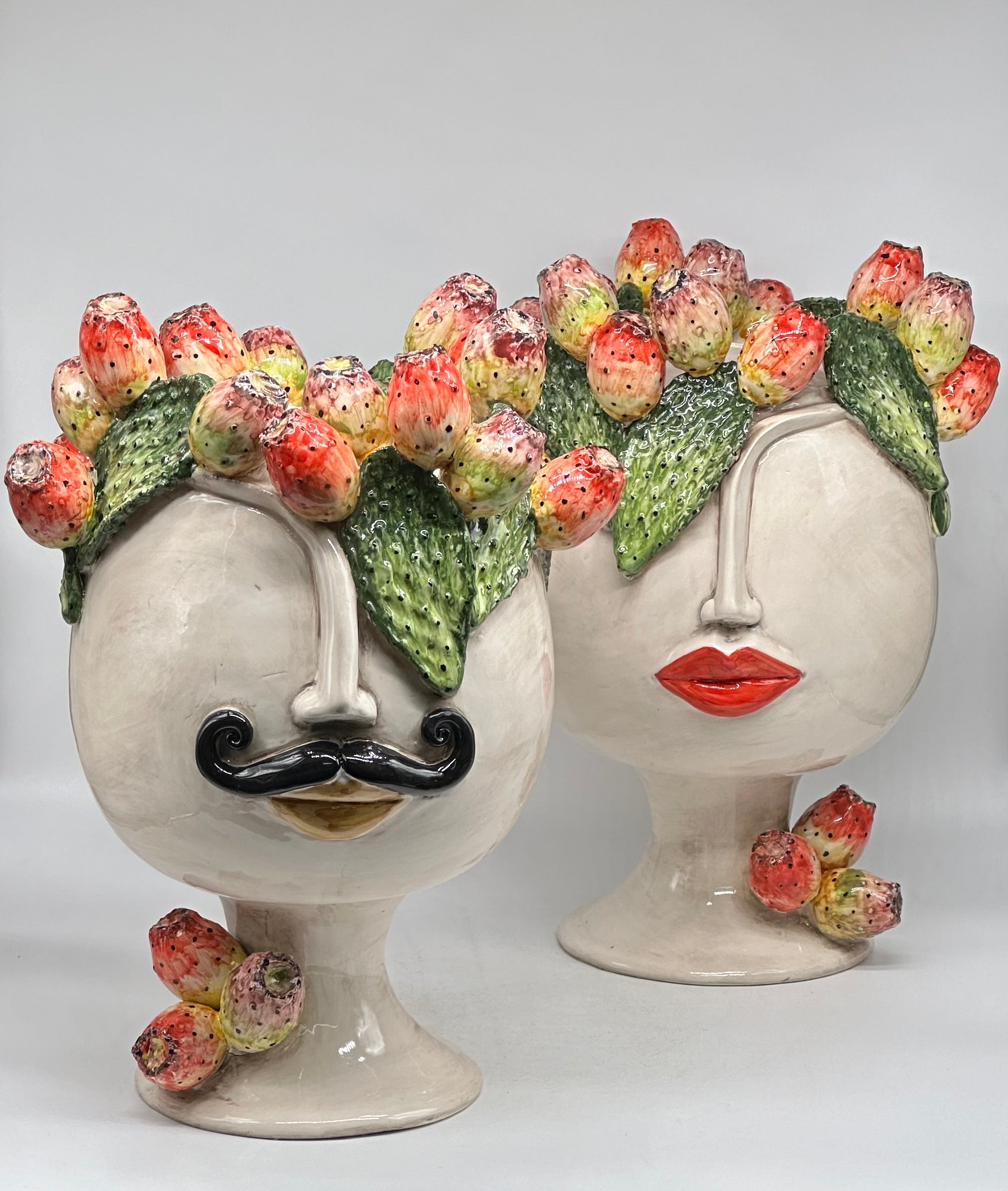 Teste di Moro Ficus Ceramica Caltagirone cm H.38 L.26 Artigianale - TESTE DI MORO