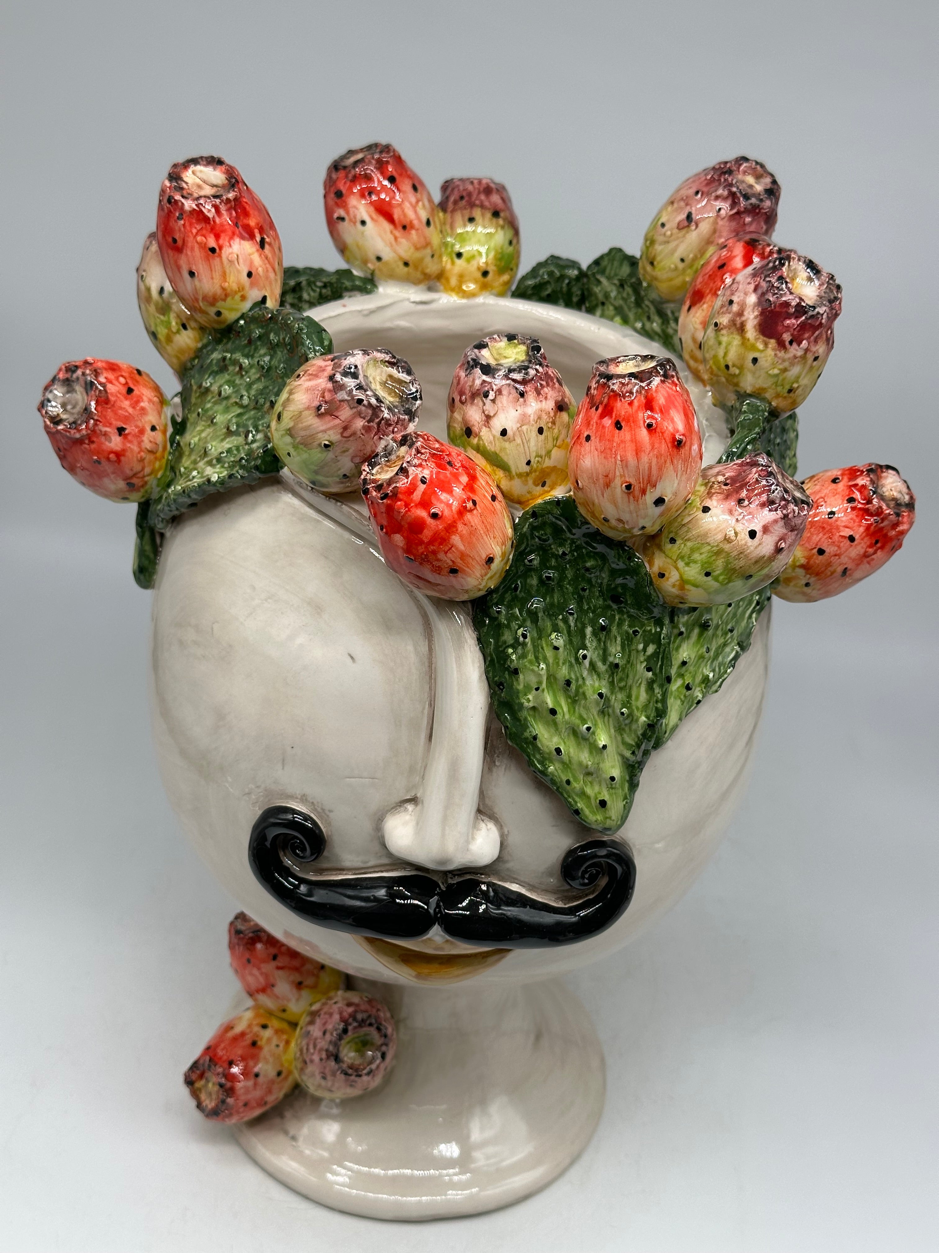 Teste di Moro Ficus Ceramica Caltagirone cm H.38 L.26 Artigianale - TESTE DI MORO