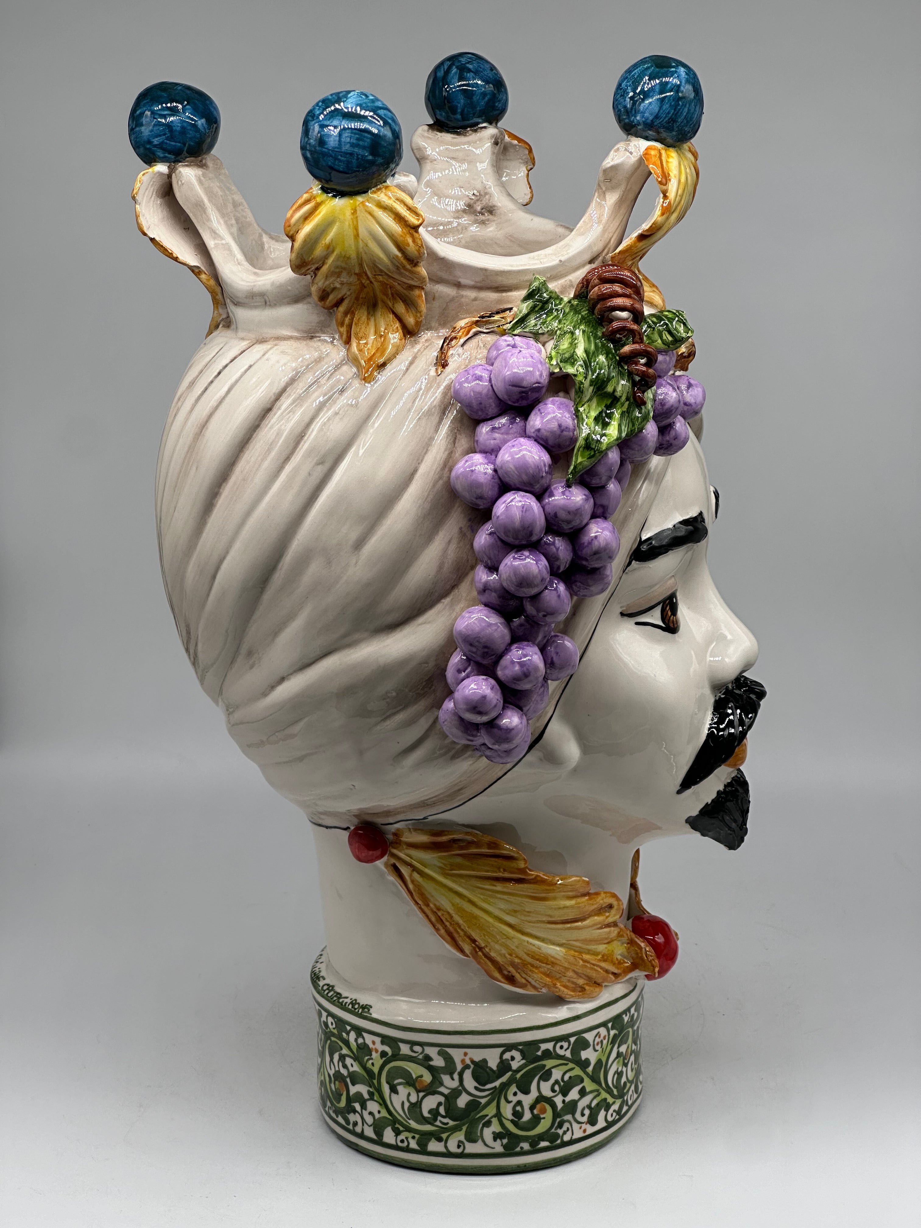 Teste di Moro Fruit Ceramica Caltagirone cm H.40 L.26 Artigianale - TESTE DI MORO