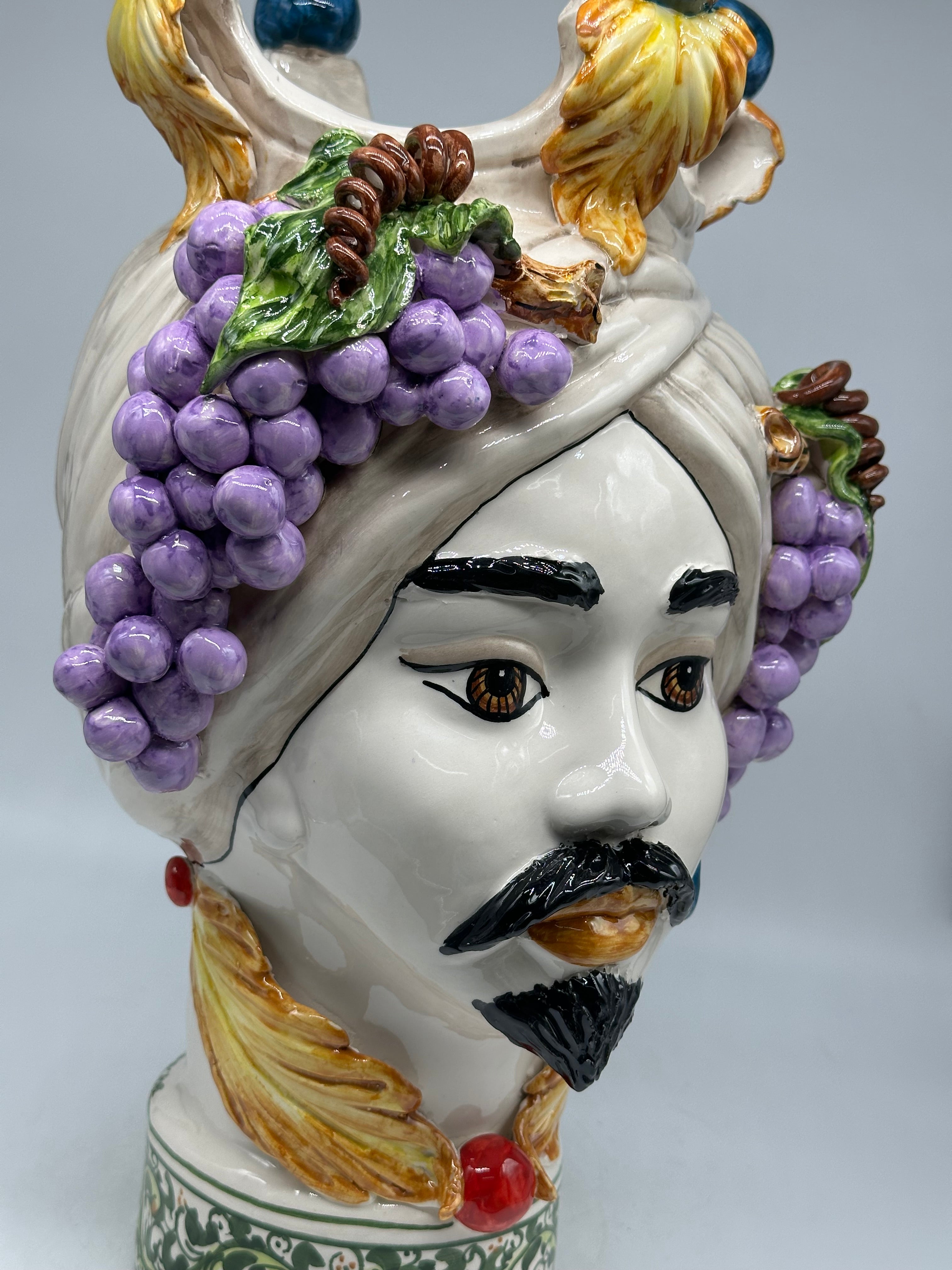 Teste di Moro Fruit Ceramica Caltagirone cm H.40 L.26 Artigianale - TESTE DI MORO