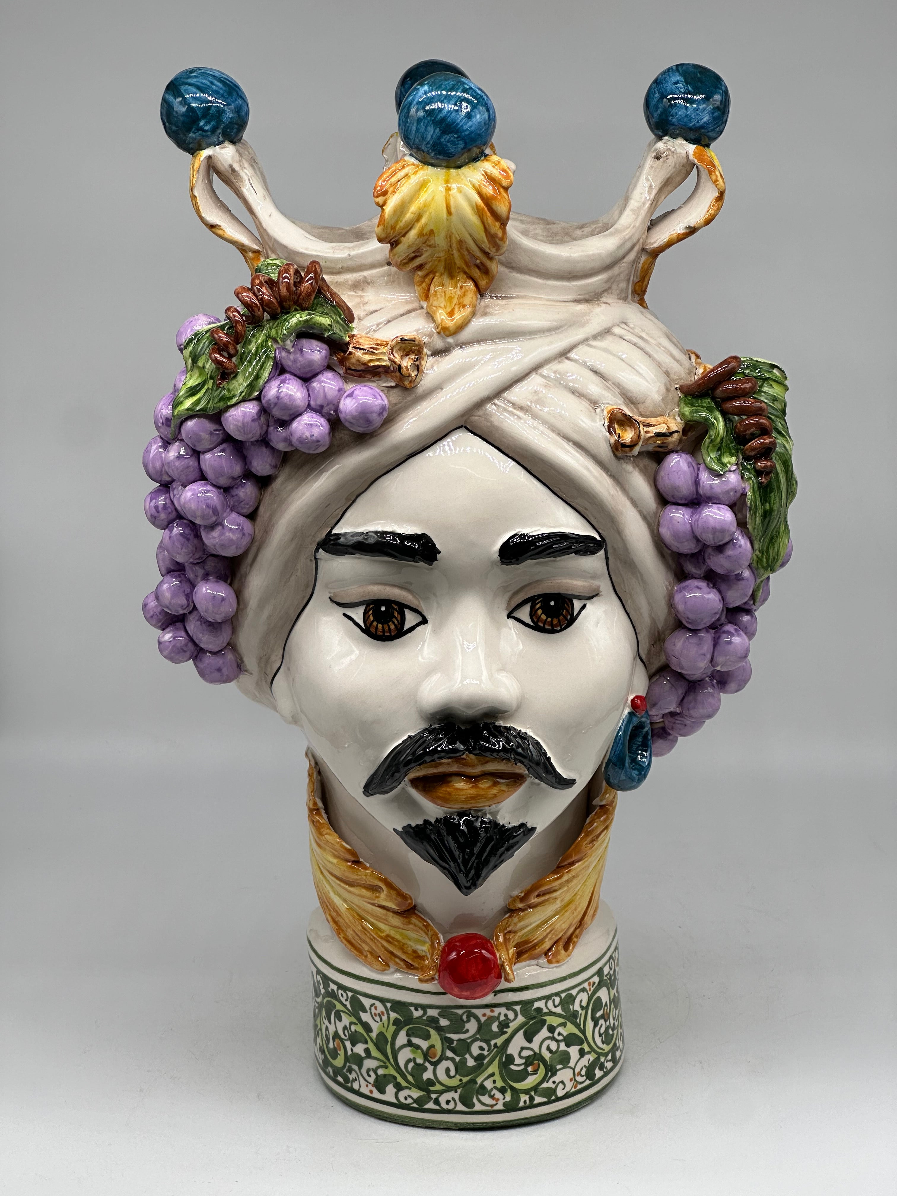 Teste di Moro Fruit Ceramica Caltagirone cm H.40 L.26 Artigianale - Uomo - TESTE DI MORO