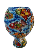 Teste di Moro “Gino & Fina” Ceramica Caltagirone cm H.40 L.30 Artigianale Decoro Pesci - TESTA DI MORO