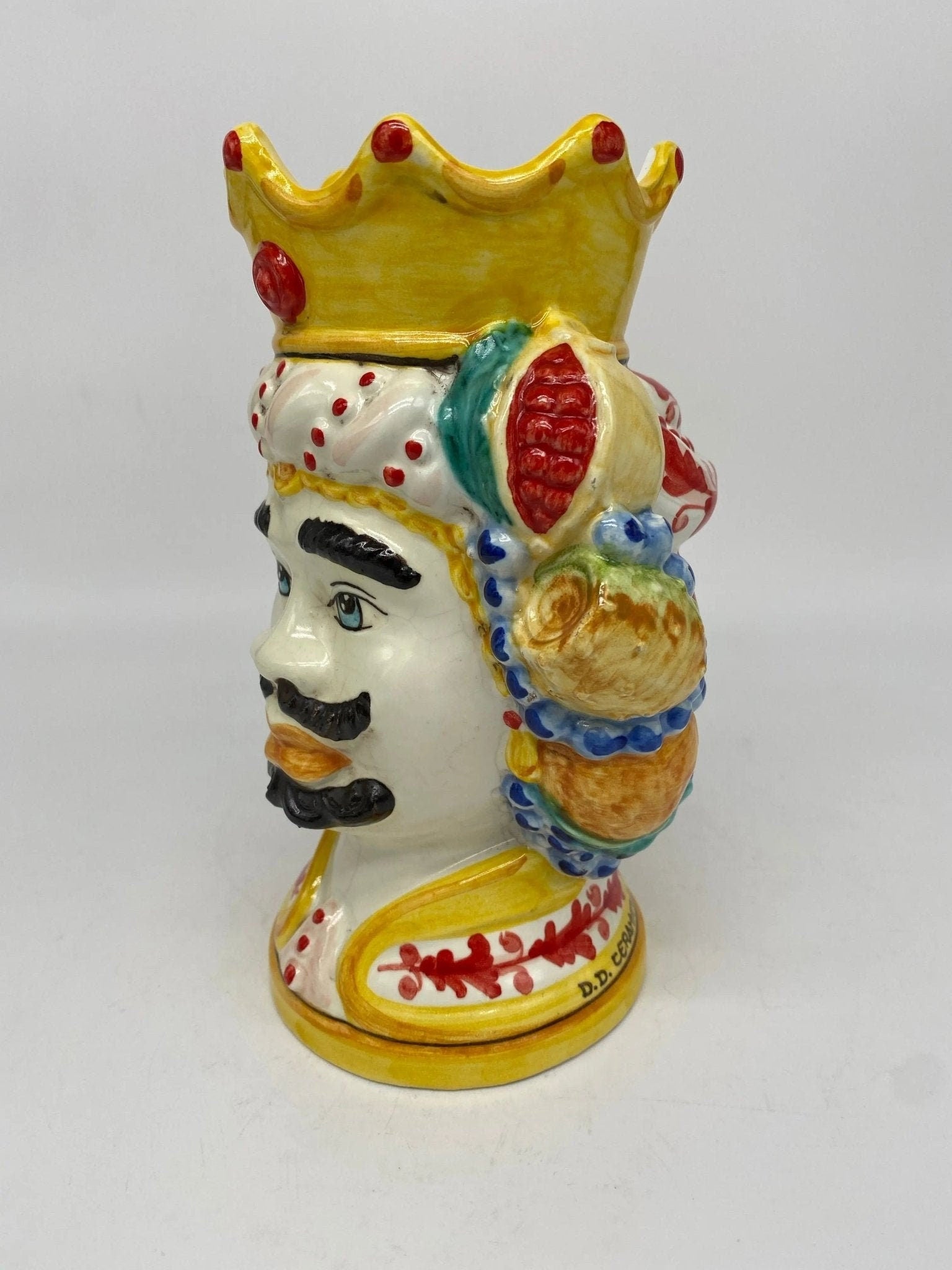 Teste di Moro Girun Ceramica Caltagirone cm H.20 L.13 Artigianale Decorazione Siciliana - DD CERAMICHE SICILIANE