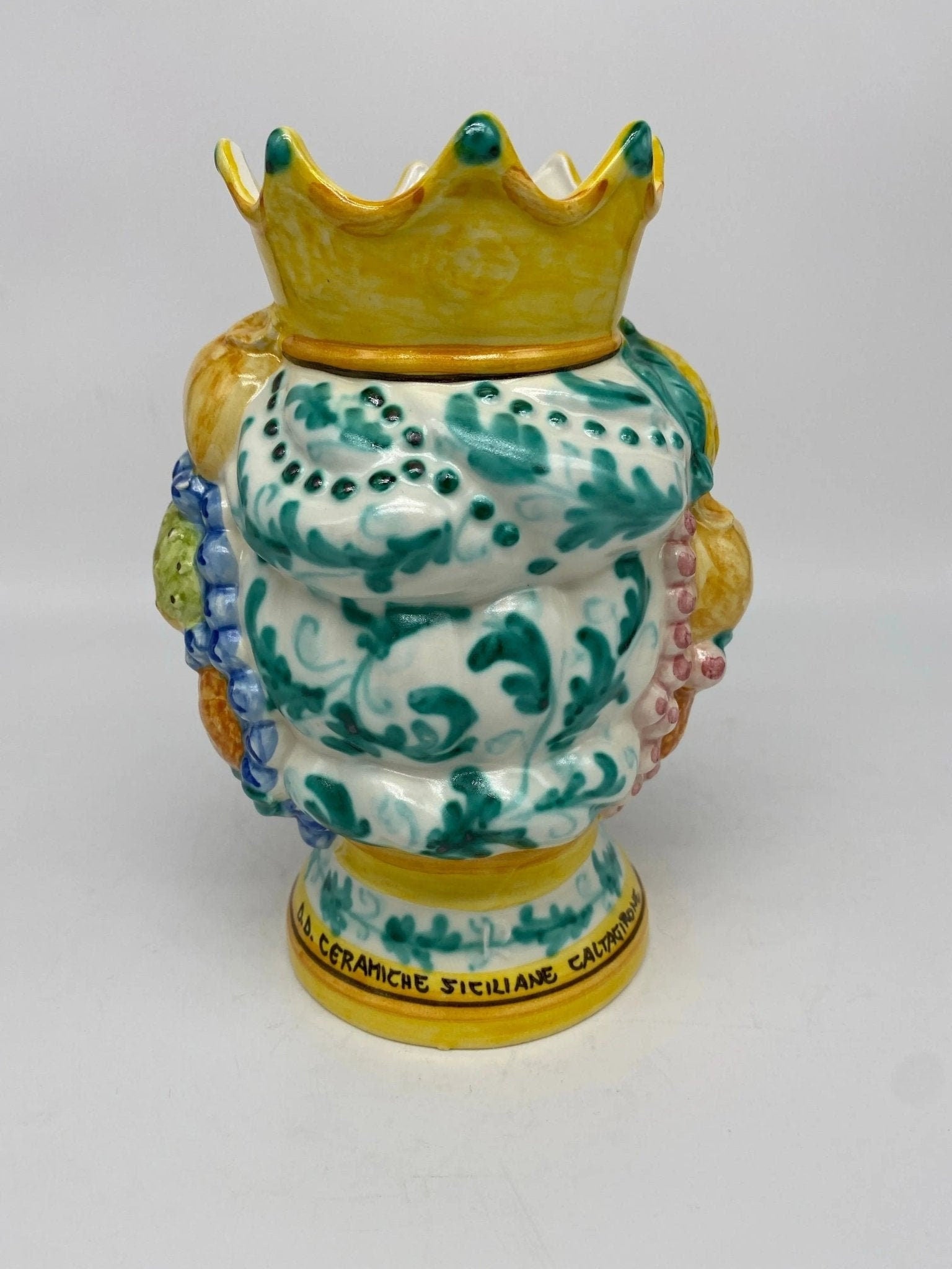 Teste di Moro Girun Ceramica Caltagirone cm H.20 L.13 Artigianale Decorazione Siciliana - DD CERAMICHE SICILIANE