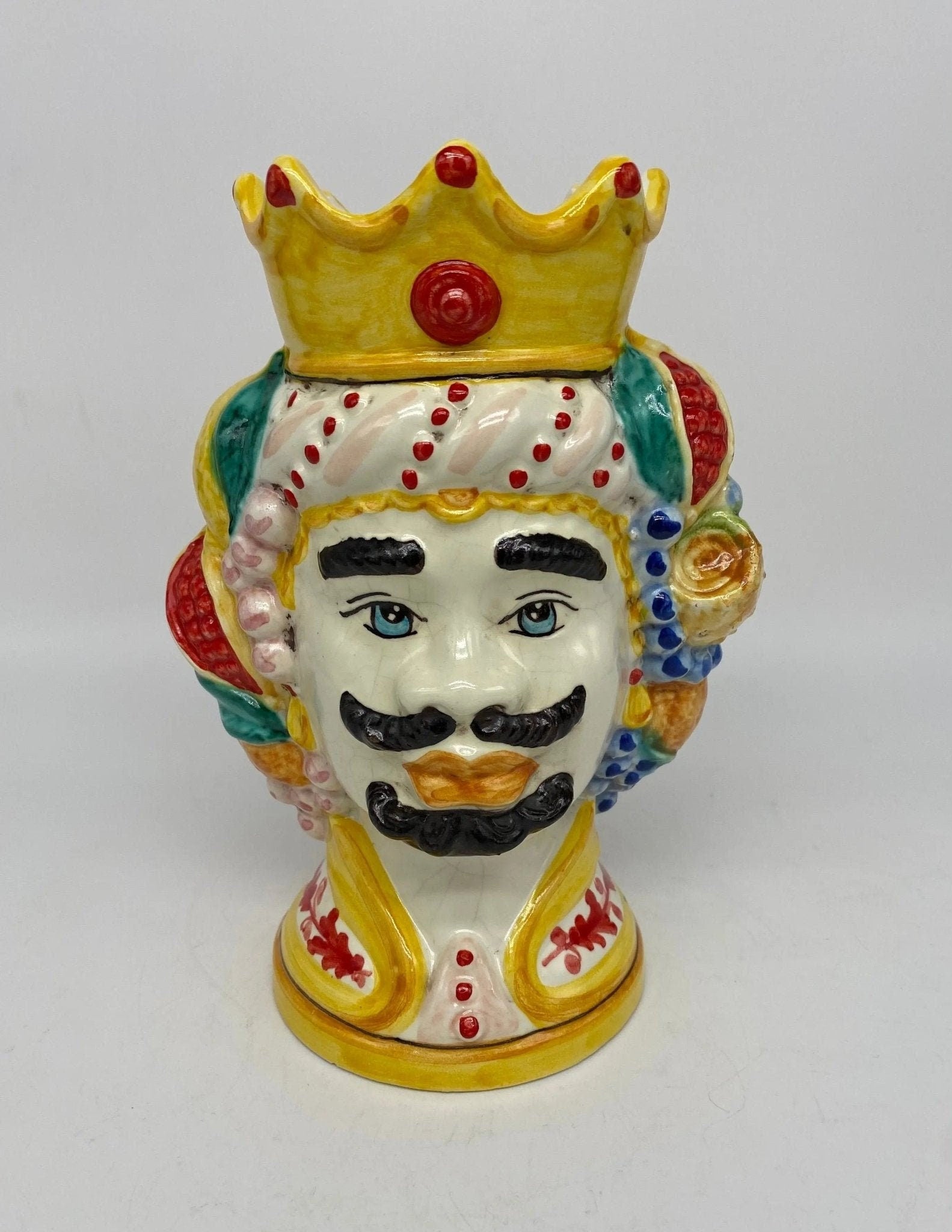 Teste di Moro Girun Ceramica Caltagirone cm H.20 L.13 Artigianale Decorazione Siciliana - DD CERAMICHE SICILIANE