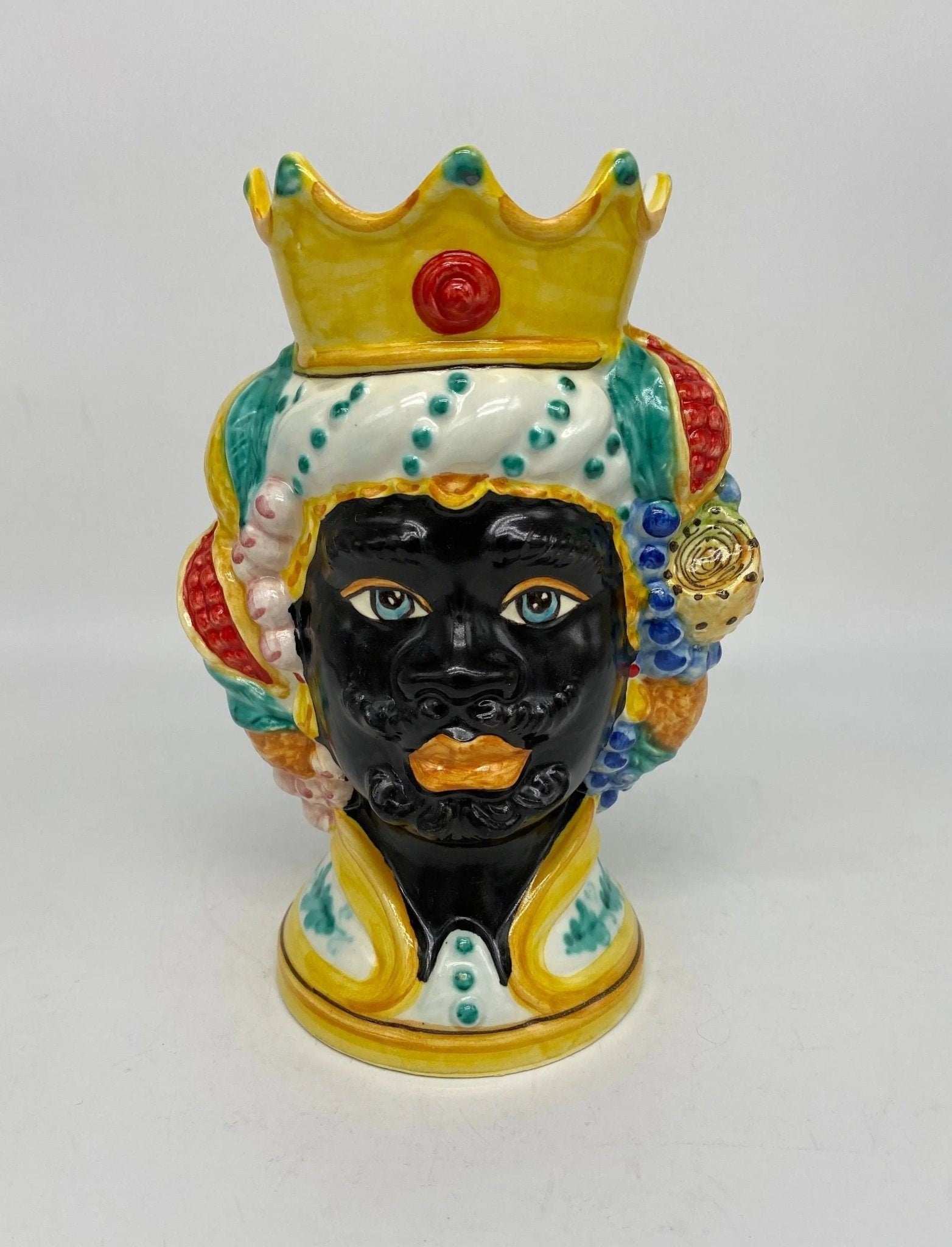 Teste di Moro Girun Ceramica Caltagirone cm H.20 L.13 Artigianale Decorazione Siciliana - DD CERAMICHE SICILIANE