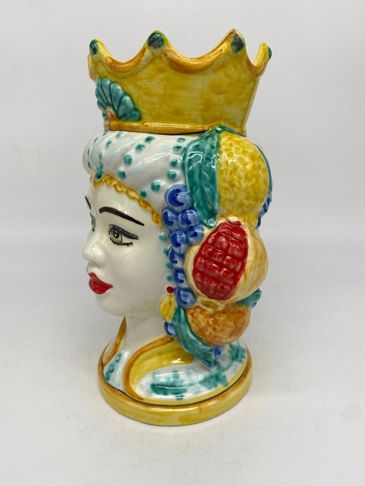 Teste di Moro Girun Ceramica Caltagirone cm H.20 L.13 Artigianale Decorazione Siciliana - DD CERAMICHE SICILIANE