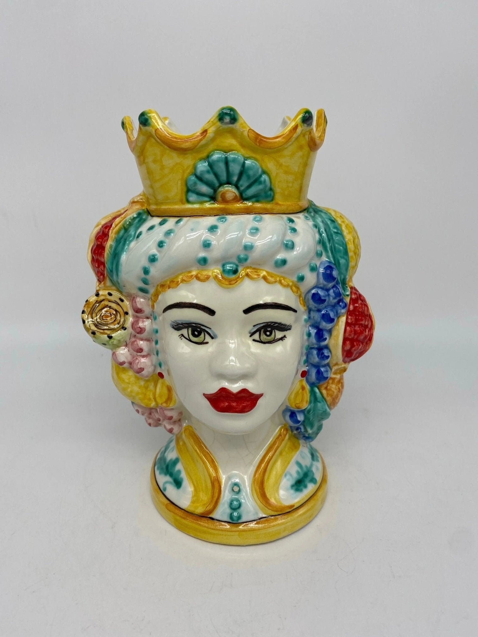 Teste di Moro Girun Ceramica Caltagirone cm H.20 L.13 Artigianale Decorazione Siciliana - DD CERAMICHE SICILIANE