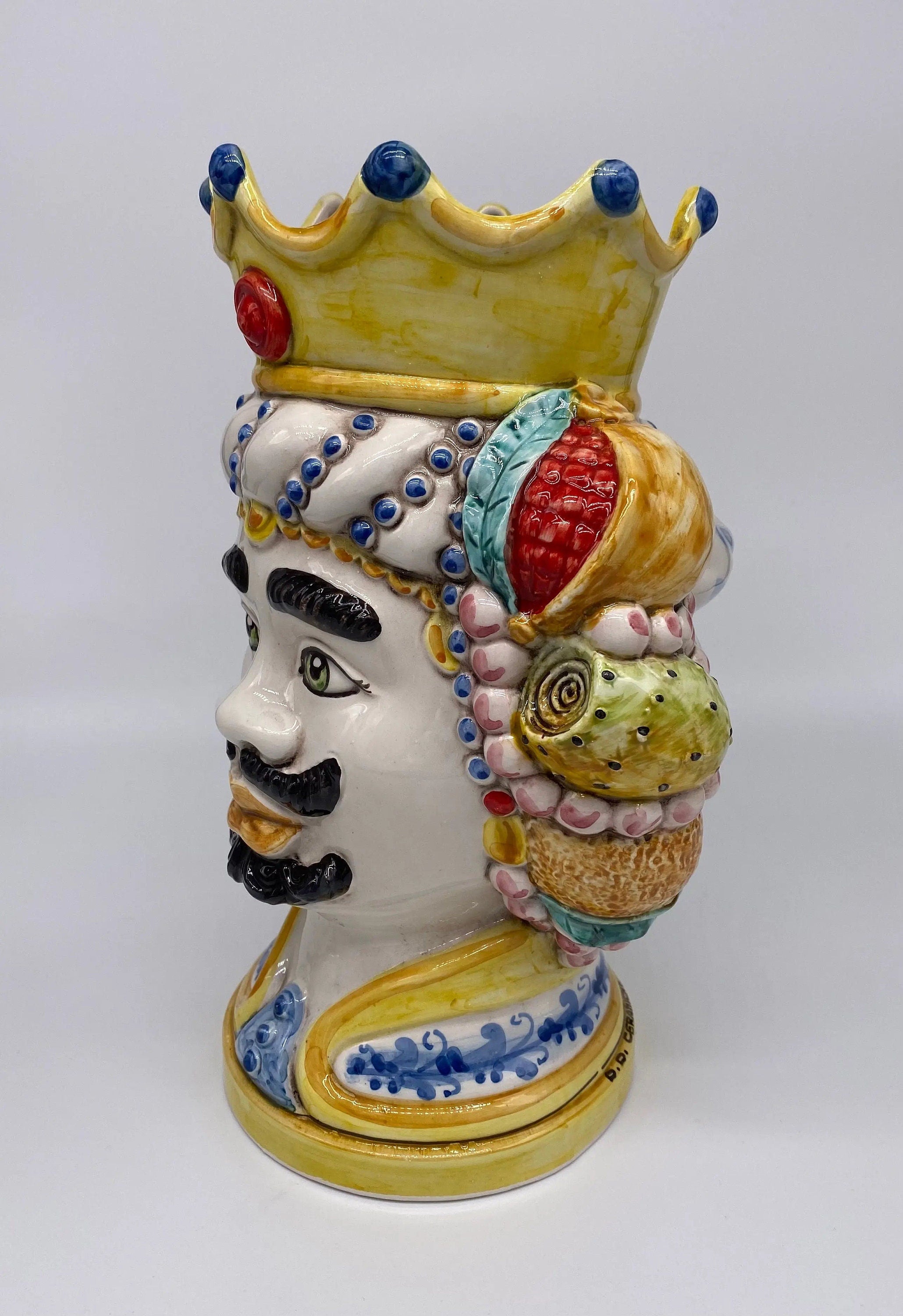 Teste di Moro Girun Ceramica Caltagirone cm H.29 L.20 Artigianale Decorazione Siciliana DD CERAMICHE SICILIANE