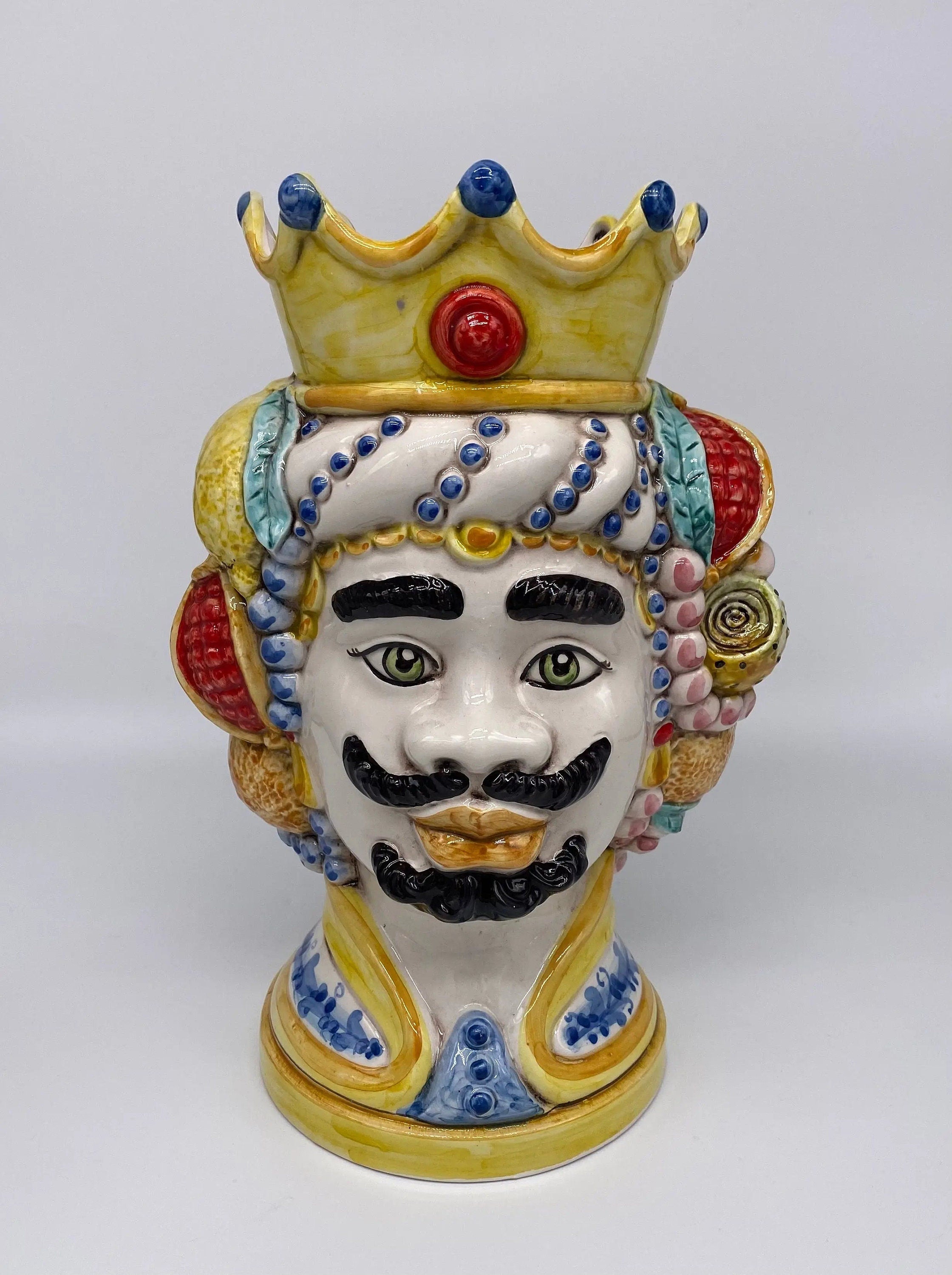 Teste di Moro Girun Ceramica Caltagirone cm H.29 L.20 Artigianale Decorazione Siciliana DD CERAMICHE SICILIANE