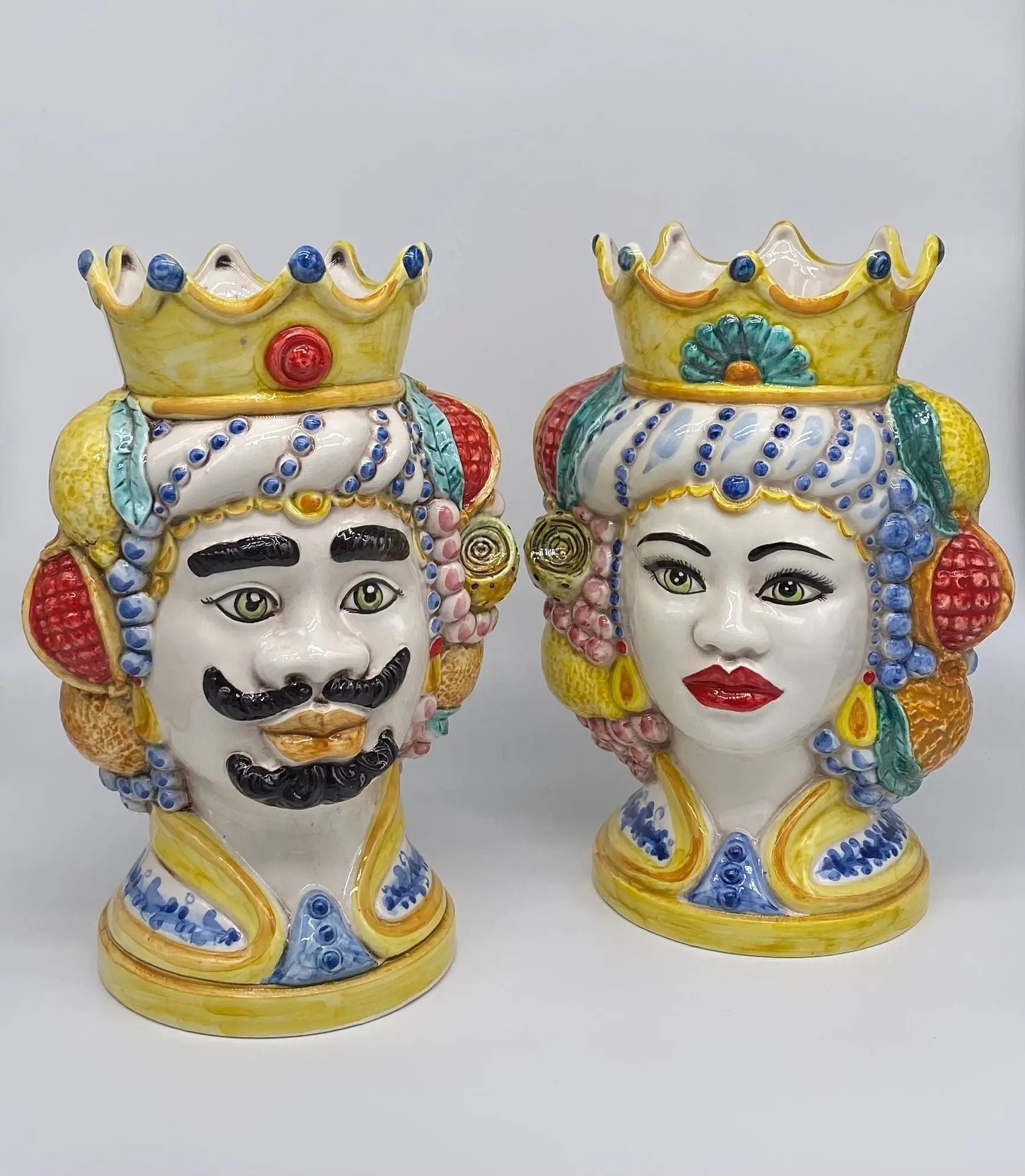 Teste di Moro Girun Ceramica Caltagirone cm H.29 L.20 Artigianale Decorazione Siciliana DD CERAMICHE SICILIANE