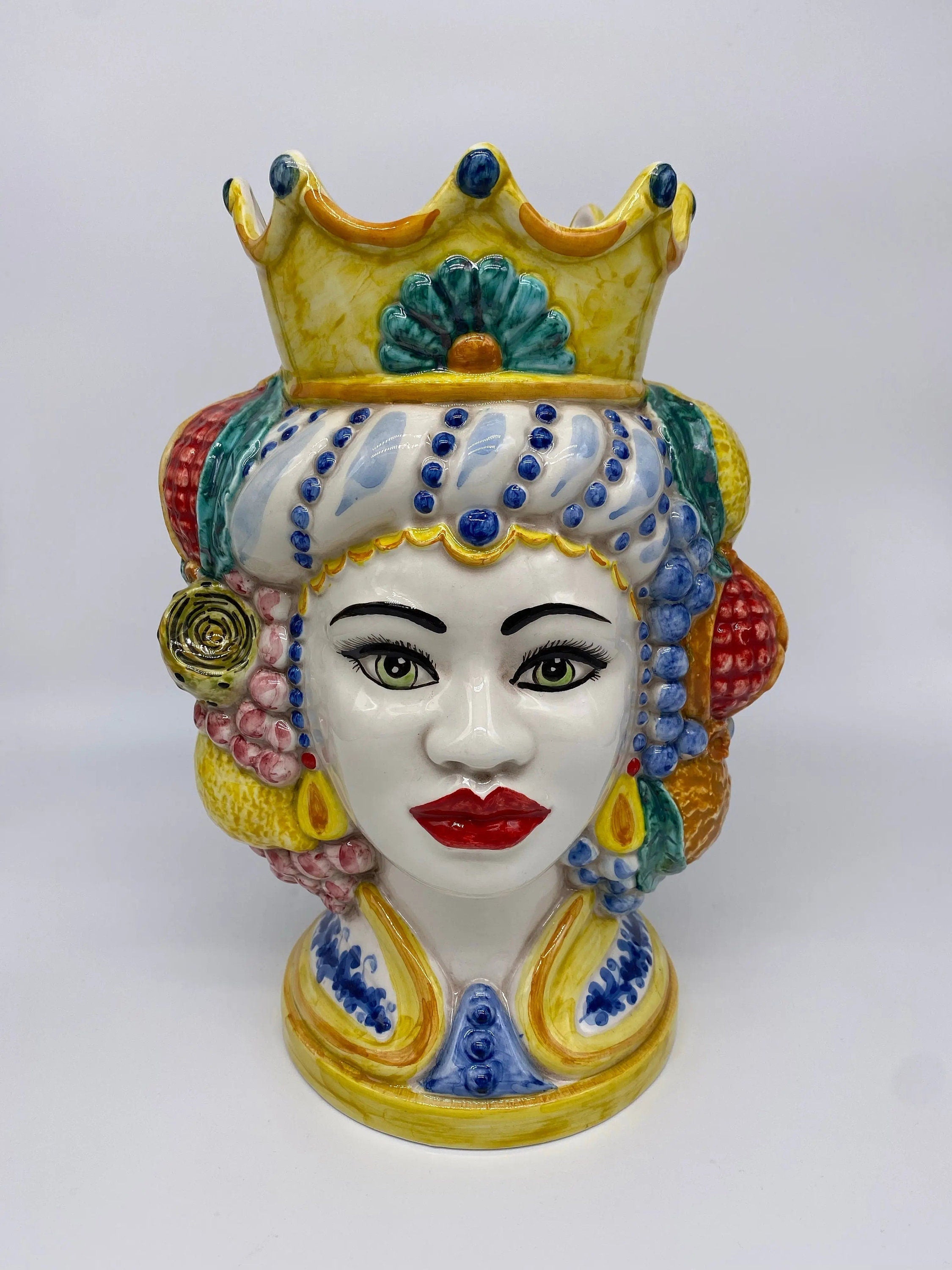 Teste di Moro Girun Ceramica Caltagirone cm H.29 L.20 Artigianale Decorazione Siciliana DD CERAMICHE SICILIANE