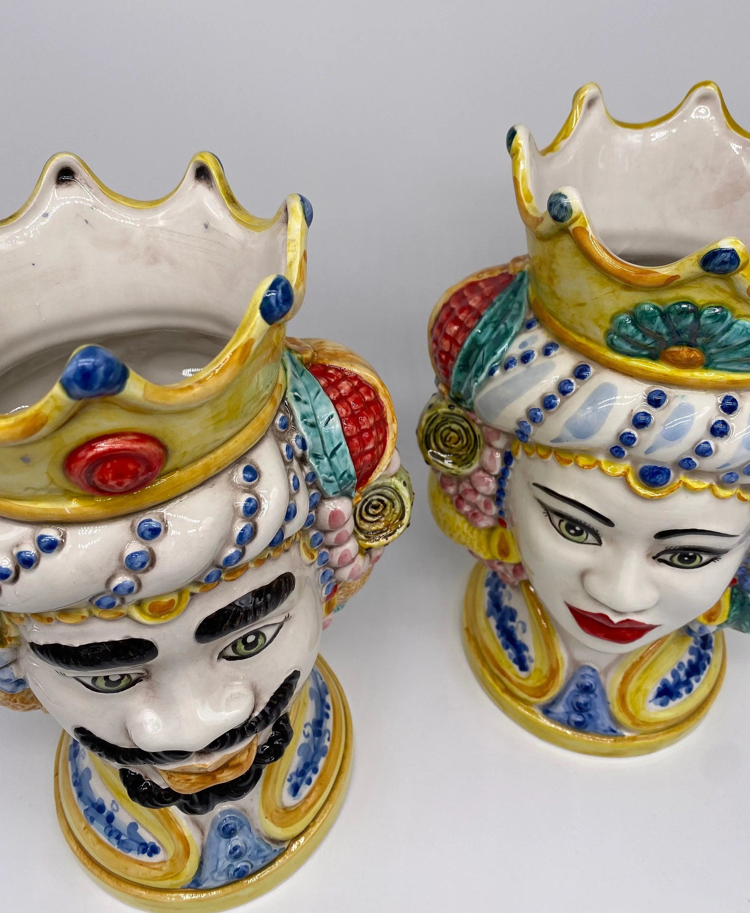 Teste di Moro Girun Ceramica Caltagirone cm H.29 L.20 Artigianale Decorazione Siciliana DD CERAMICHE SICILIANE