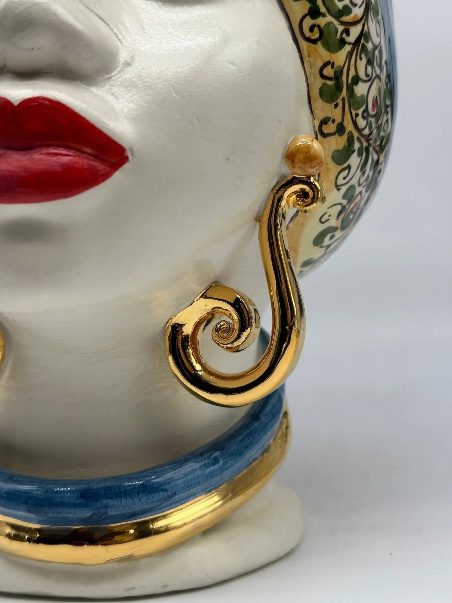 Teste di Moro Horus Ceramica Caltagirone cm H.30 L.18 Artigianale Decorazione “Carretto2” - TESTA DI MORO