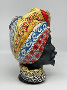 Teste di Moro Horus Ceramica Caltagirone cm H.30 L.18 Artigianale Decorazione “Carretto2” - DD CERAMICHE SICILIANE