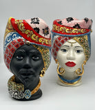 Teste di Moro Horus Ceramica Caltagirone cm H.30 L.18 Artigianale Decorazione “Carretto2” - DD CERAMICHE SICILIANE