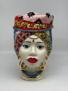 Teste di Moro Horus Ceramica Caltagirone cm H.30 L.18 Artigianale Decorazione “Carretto2” - Donna - TESTA DI MORO