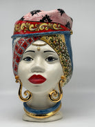 Teste di Moro Horus Ceramica Caltagirone cm H.30 L.18 Artigianale Decorazione “Carretto2” - DD CERAMICHE SICILIANE