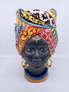 Teste di Moro Horus Ceramica Caltagirone cm H.40 L.23 Artigianale Decorazione “Carretto” DD CERAMICHE SICILIANE