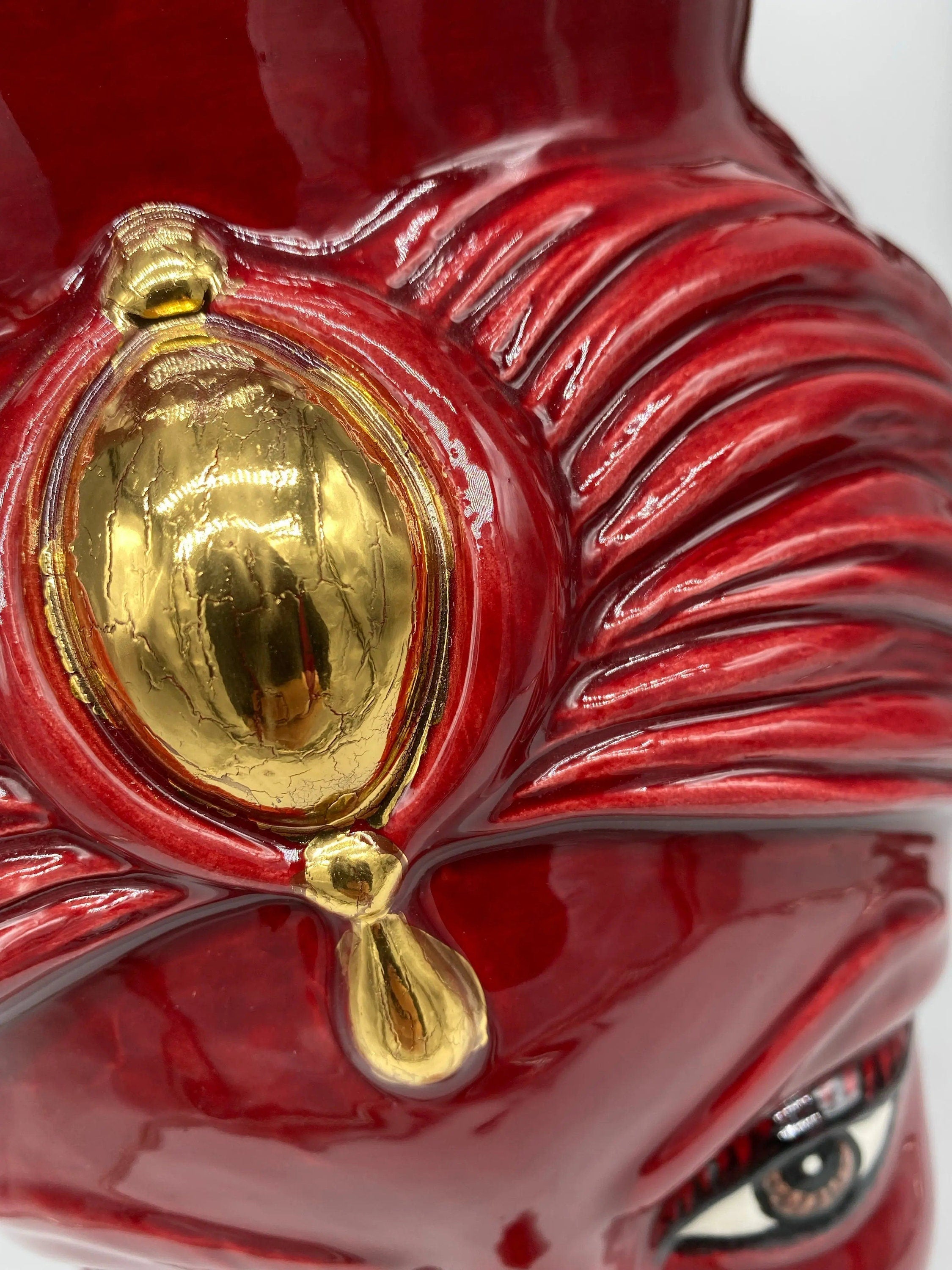 Teste di Moro Iris Ceramica Caltagirone cm H.40 L.23 Artigianale Bordeaux Oro Zecchino DD CERAMICHE SICILIANE