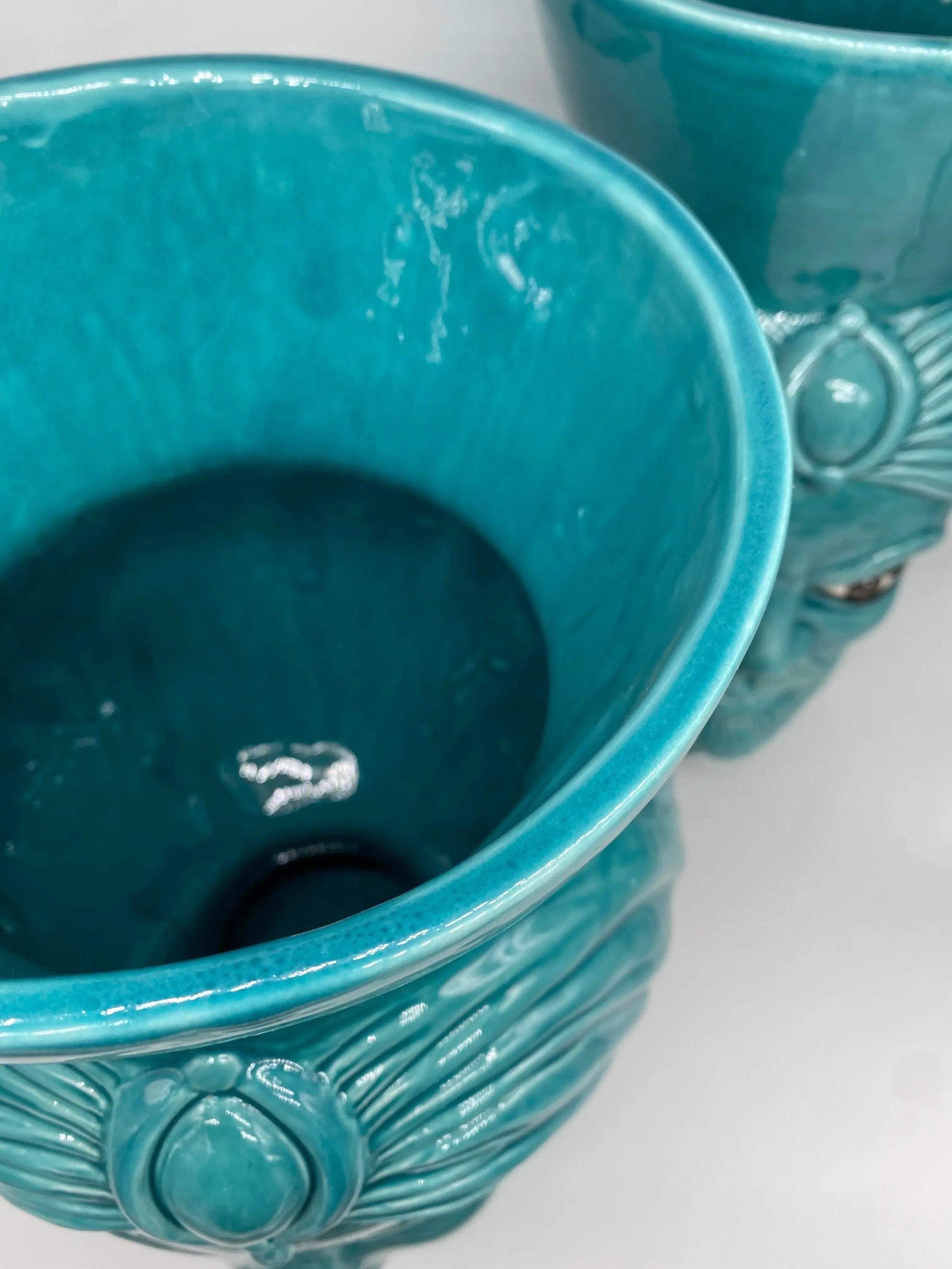 Teste di Moro Iris Ceramica Caltagirone cm H.40 L.23 Artigianale Verde Smeraldo DD CERAMICHE SICILIANE