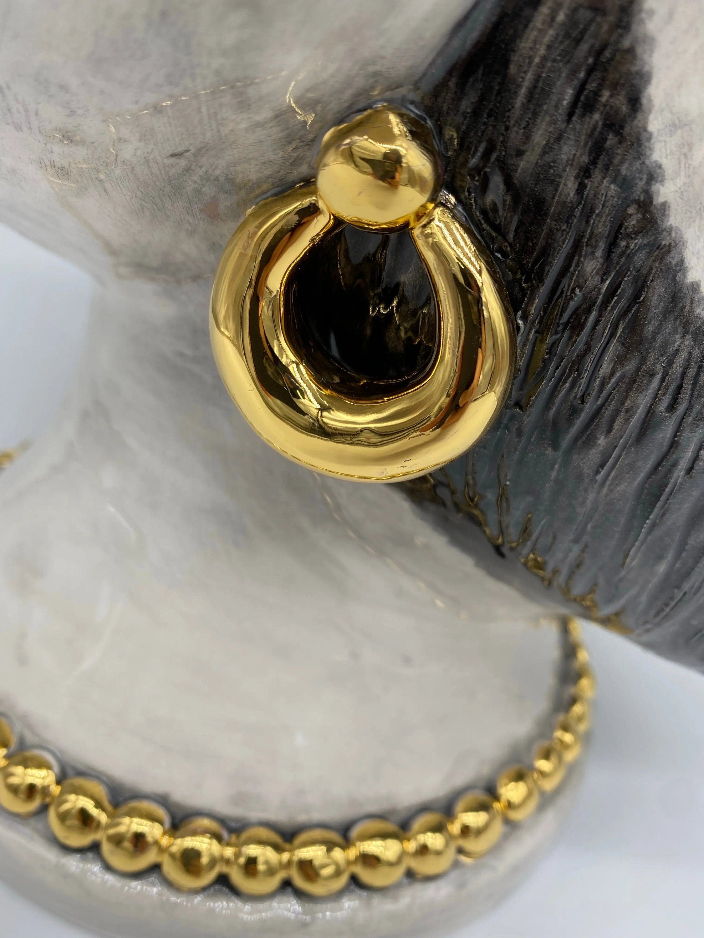 Teste di Moro Iris Ceramica Caltagirone cm H.40 L.23 Artigianale Ghiaccio Oro Zecchino DD CERAMICHE SICILIANE