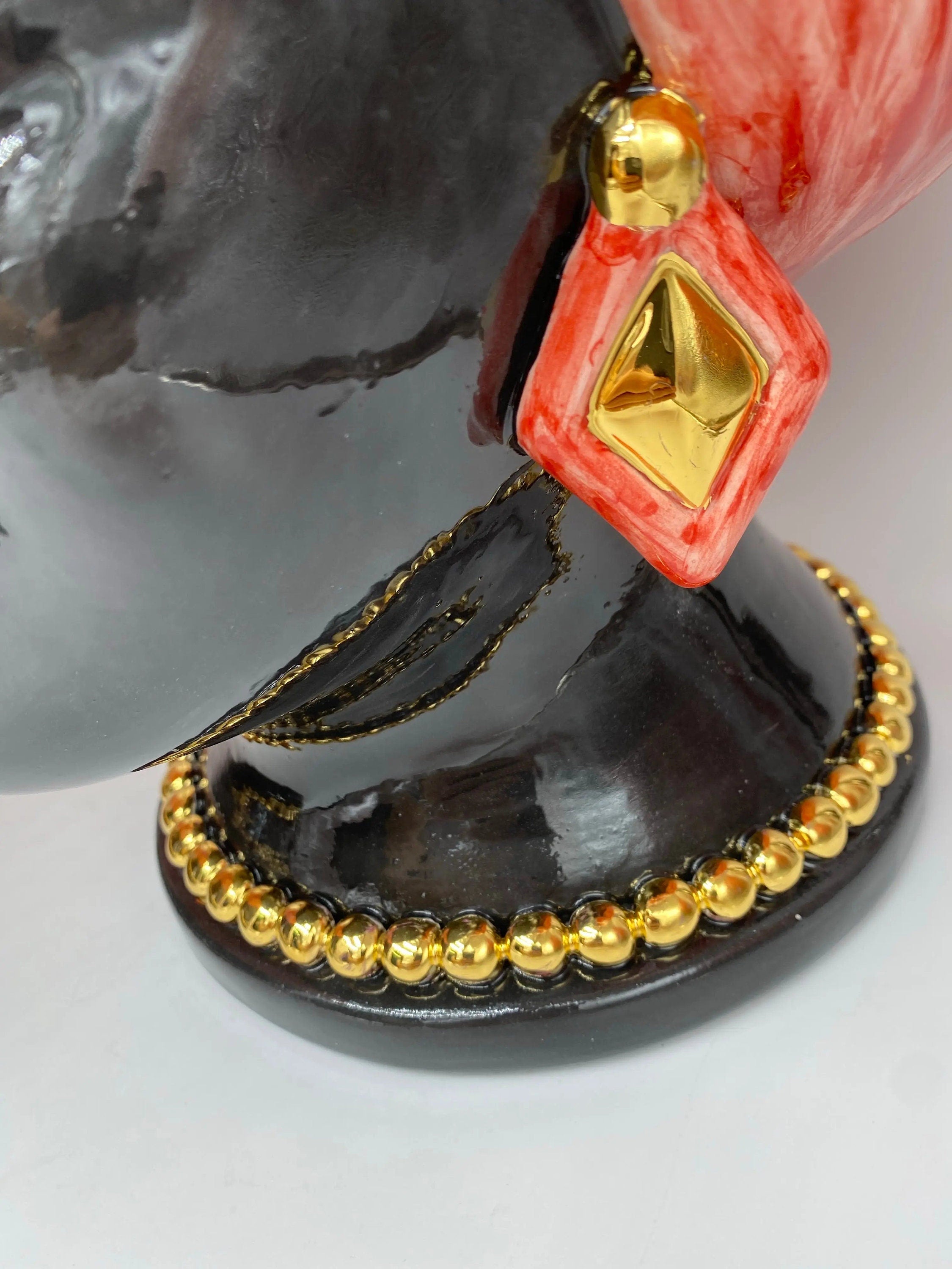 Teste di Moro Iris Ceramica Caltagirone cm H.40 L.23 Artigianale Rosso Oro Zecchino DD CERAMICHE SICILIANE