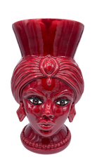 Teste di Moro Iris Ceramica Caltagirone cm H.40 L.23 Artigianale Bordeaux - DD CERAMICHE SICILIANE