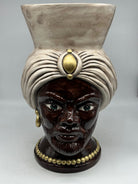 Teste di Moro Iris Ceramica Caltagirone cm H.40 L.23 Artigianale Écru Marrone Oro - Uomo - TESTE DI MORO