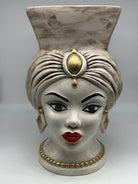 Teste di Moro Iris Ceramica Caltagirone cm H.40 L.23 Artigianale Écru Marrone Oro - Donna - TESTE DI MORO