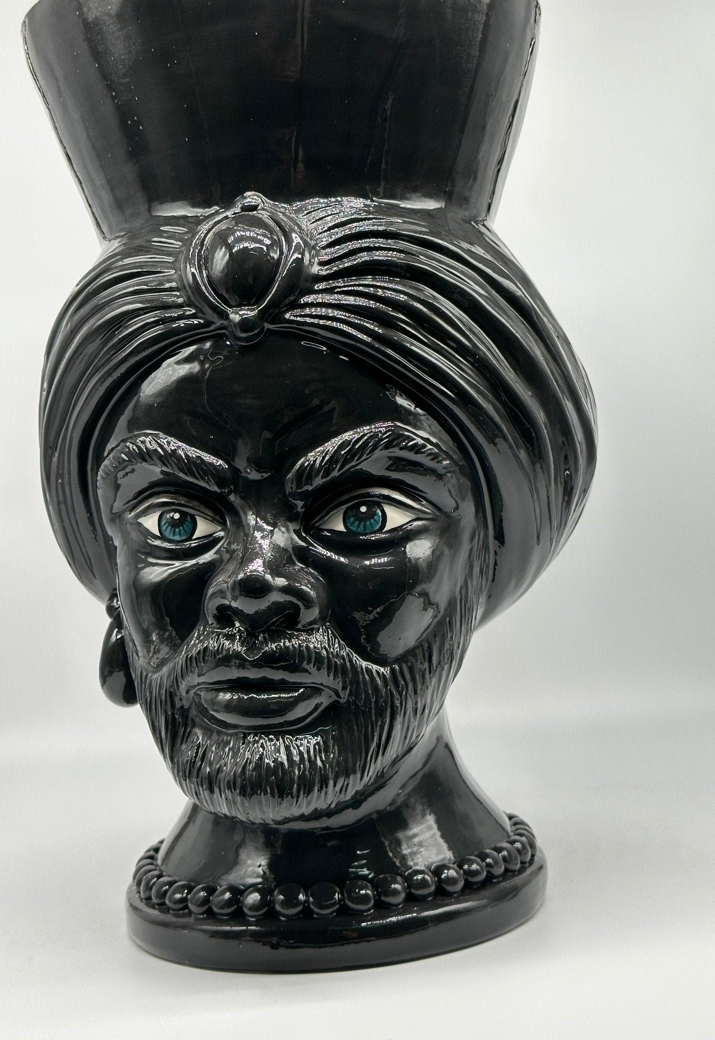 Teste di Moro Iris Ceramica Caltagirone cm H.40 L.23 Artigianale Nero - DD CERAMICHE SICILIANE