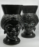Teste di Moro Iris Ceramica Caltagirone cm H.40 L.23 Artigianale Nero - DD CERAMICHE SICILIANE