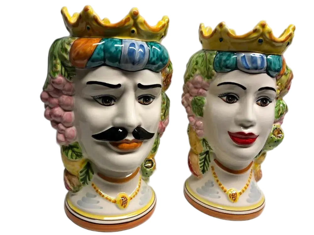 Teste di Moro Kalat Frutta Ceramica Caltagirone cm H.26 L.16 Artigianale - DD CERAMICHE SICILIANE