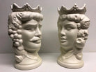 Teste di Moro Kalat Frutta Ceramica Caltagirone cm H.26 L.16 Artigianale Bianco Opaco DD CERAMICHE SICILIANE