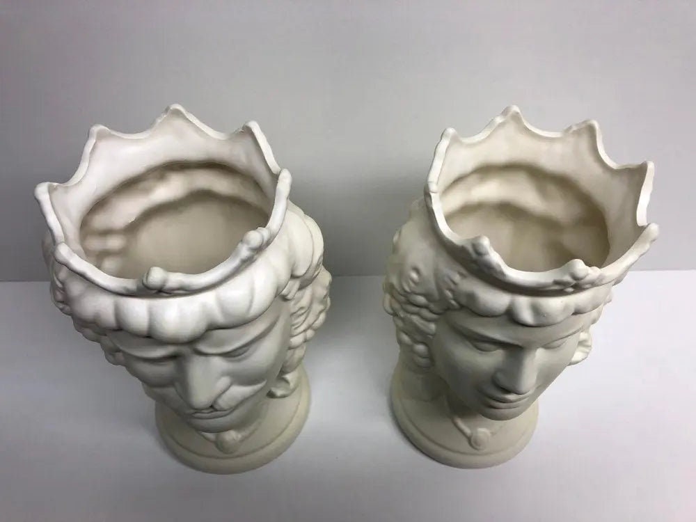 Teste di Moro Kalat Frutta Ceramica Caltagirone cm H.26 L.16 Artigianale Bianco Opaco DD CERAMICHE SICILIANE