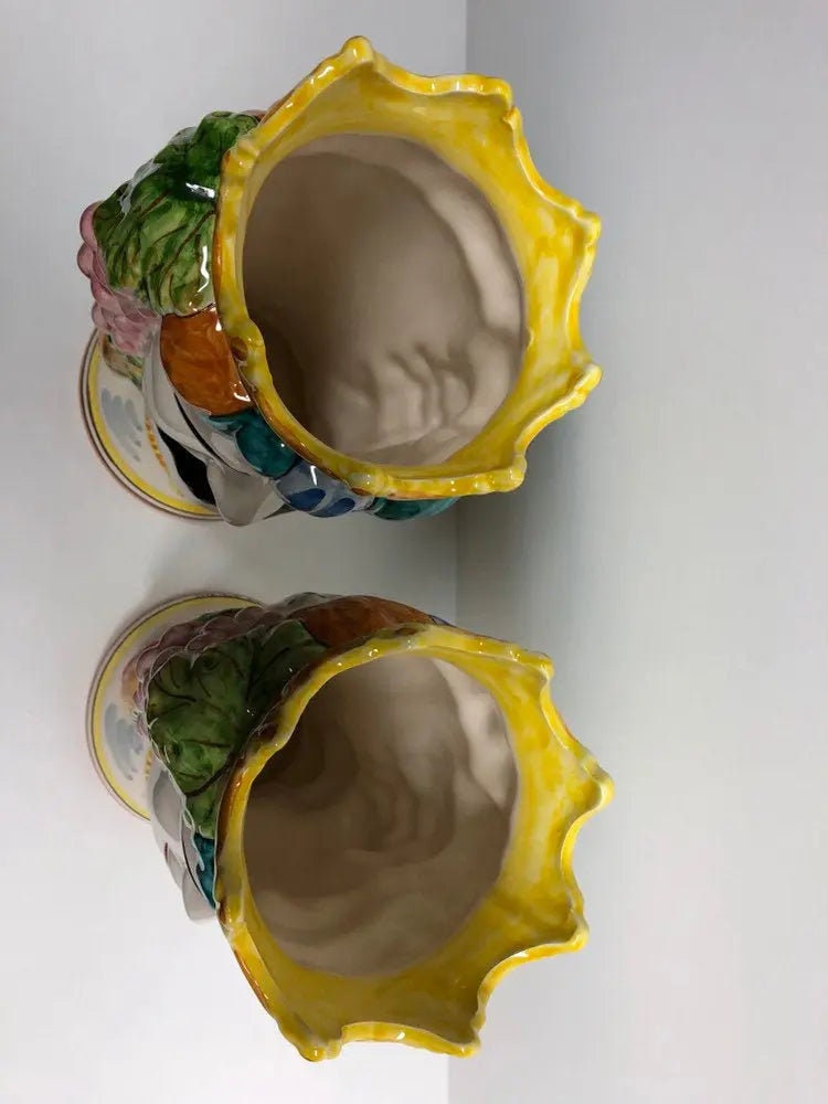 Teste di Moro Kalat Frutta Ceramica Caltagirone cm H.26 L.16 Artigianale DD CERAMICHE SICILIANE