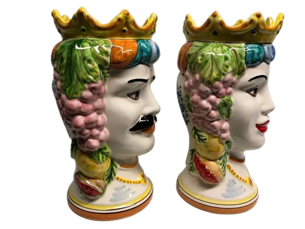 Teste di Moro Kalat Frutta Ceramica Caltagirone cm H.26 L.16 Artigianale - DD CERAMICHE SICILIANE