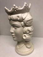 Teste di Moro Kalat Frutta Ceramica Caltagirone cm H.26 L.16 Artigianale Bianco Opaco DD CERAMICHE SICILIANE