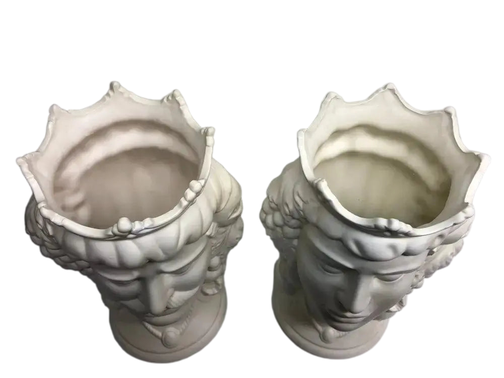 Teste di Moro Kalat Frutta Ceramica Caltagirone cm H.36 L.23 Artigianale Bianco Opaco - DD CERAMICHE SICILIANE