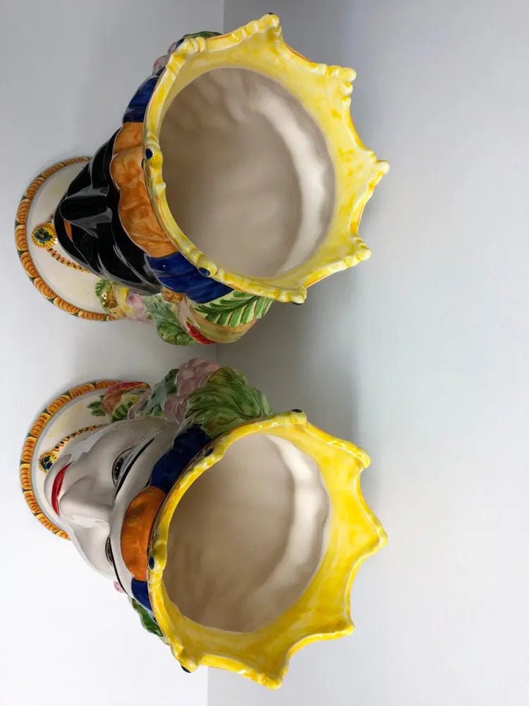 Teste di Moro Kalat Frutta Ceramica Caltagirone cm H.36 L.23 Artigianale DD CERAMICHE SICILIANE