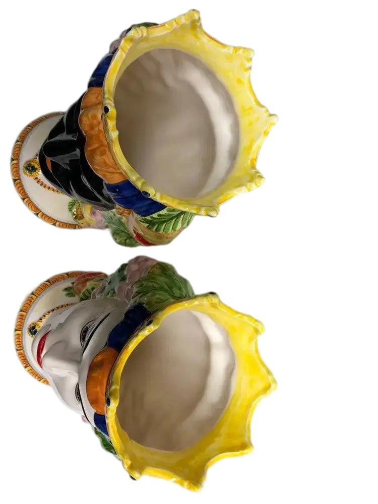 Teste di Moro Kalat Frutta Ceramica Caltagirone cm H.36 L.23 Artigianale - DD CERAMICHE SICILIANE