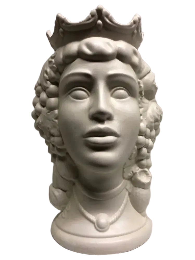 Teste di Moro Kalat Frutta Ceramica Caltagirone cm H.36 L.23 Artigianale Bianco Opaco - DD CERAMICHE SICILIANE