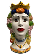 Teste di Moro Kalat Frutta Ceramica Caltagirone cm H.36 L.23 Artigianale - DD CERAMICHE SICILIANE