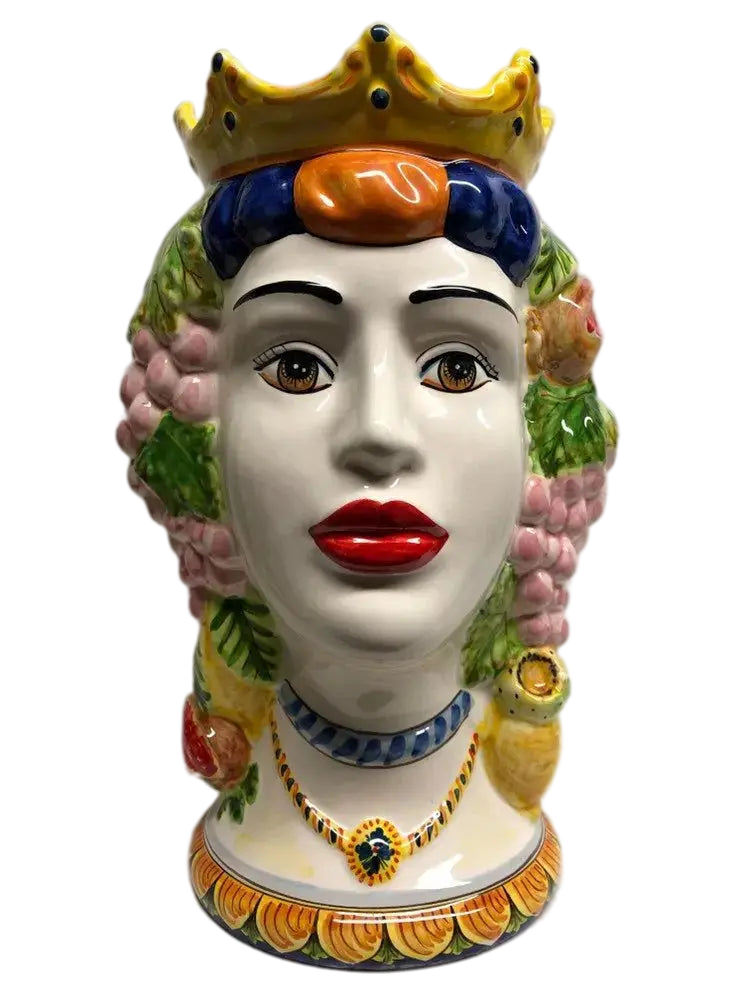 Teste di Moro Kalat Frutta Ceramica Caltagirone cm H.36 L.23 Artigianale - DD CERAMICHE SICILIANE