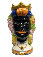 Teste di Moro Kalat Frutta Ceramica Caltagirone cm H.36 L.23 Artigianale - DD CERAMICHE SICILIANE