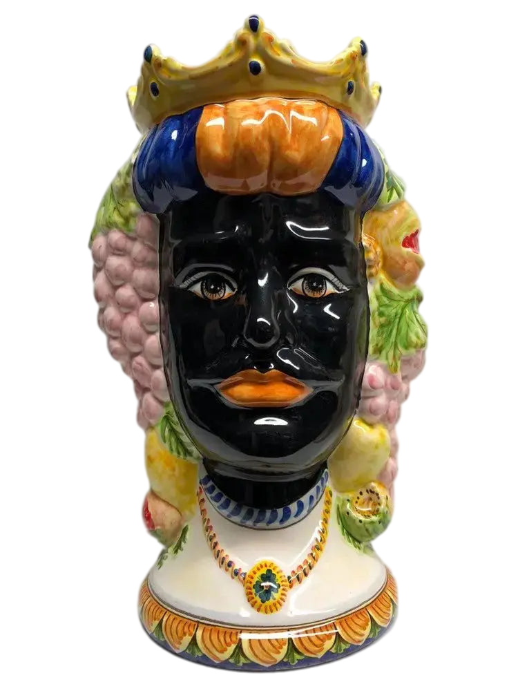 Teste di Moro Kalat Frutta Ceramica Caltagirone cm H.36 L.23 Artigianale - DD CERAMICHE SICILIANE